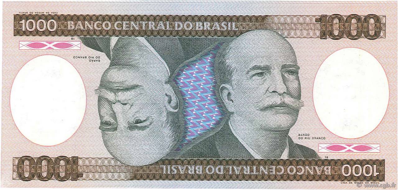 1000 Cruzeiros BRAZIL  1984 P.201b UNC