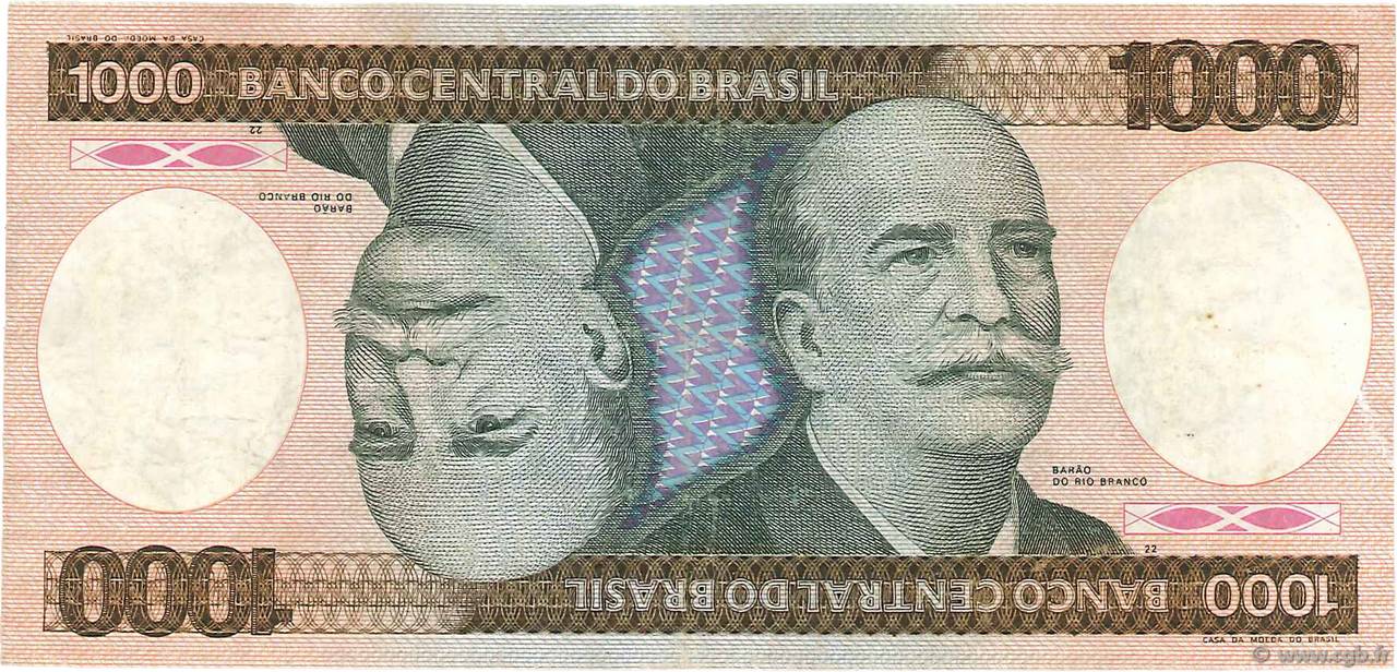 1000 Cruzeiros BRAZIL  1985 P.201c VF