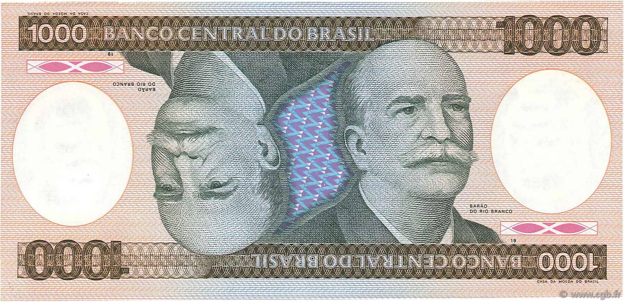 1000 Cruzeiros BRASILIEN  1985 P.201c VZ