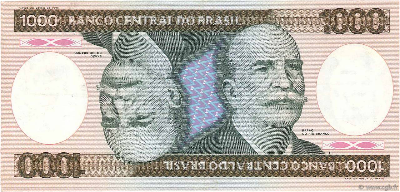 1000 Cruzeiros BRASILIEN  1985 P.201d SS