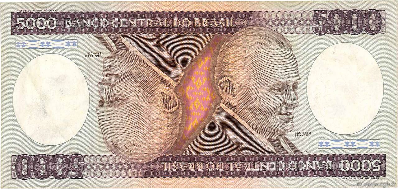 5000 Cruzeiros BRASIL  1981 P.202a BC+