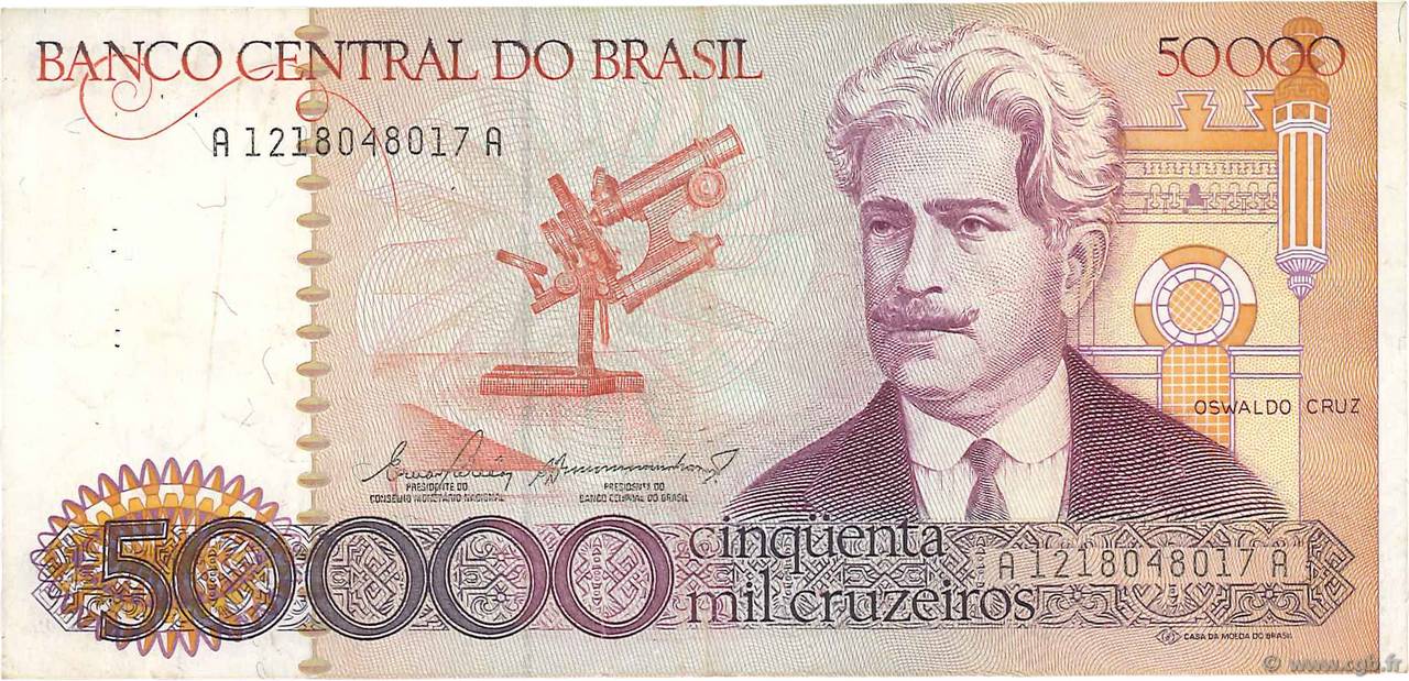 50000 Cruzeiros BRASILIEN  1984 P.204a SS