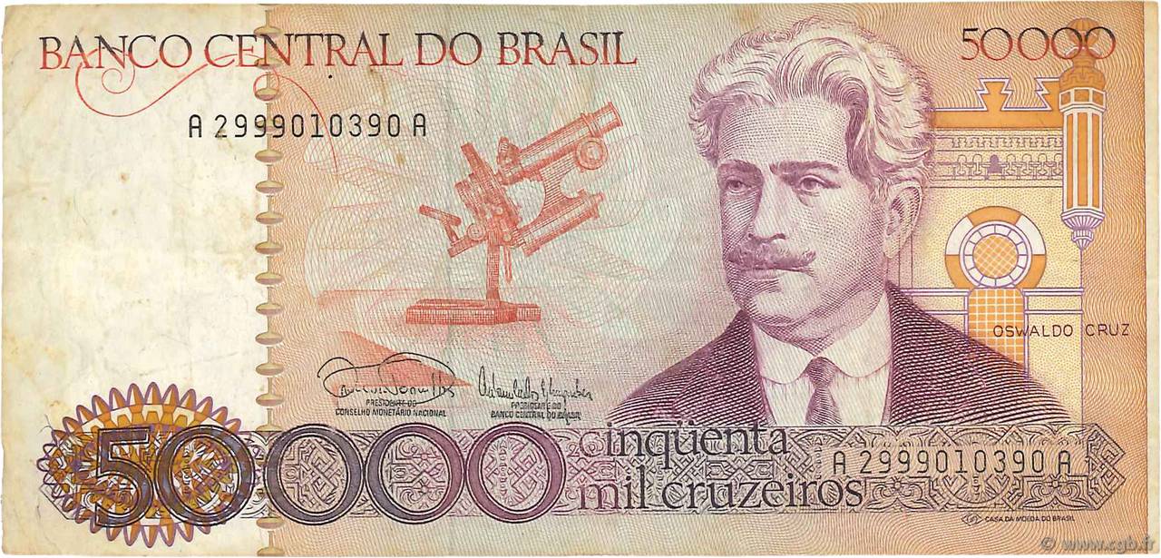 50000 Cruzeiros BRASILE  1985 P.204c MB