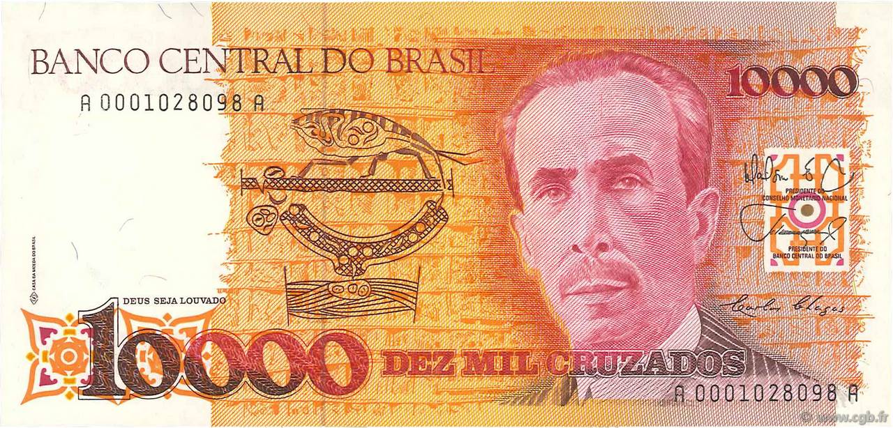10000 Cruzados BRASILIEN  1989 P.215a ST
