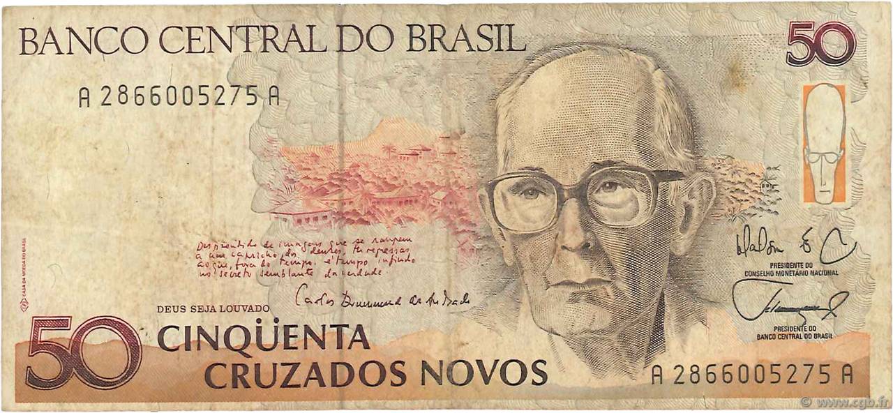 50 Cruzados Novos BRAZIL  1989 P.219a F
