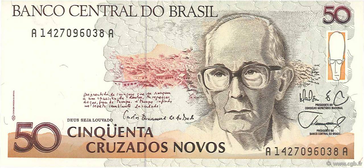 50 Cruzados Novos BRAZIL  1989 P.219a UNC
