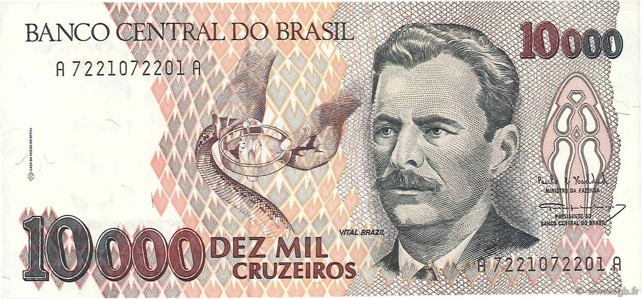 10000 Cruzeiros BRASIL  1993 P.233c SC