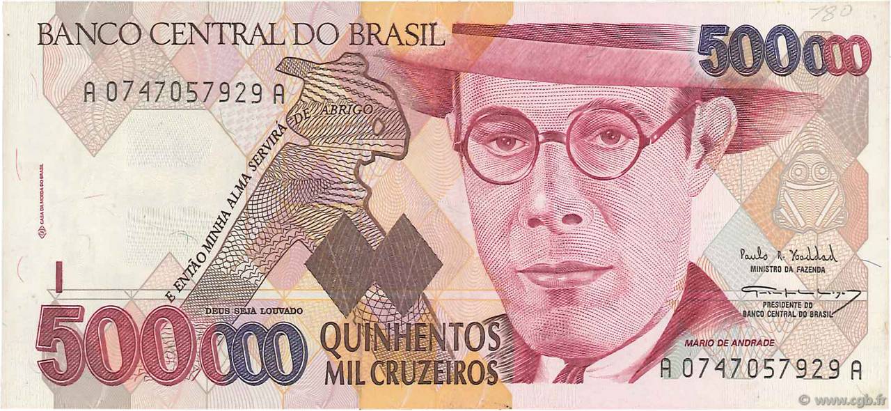 500000 Cruzeiros BRASILIEN  1993 P.236a fST+