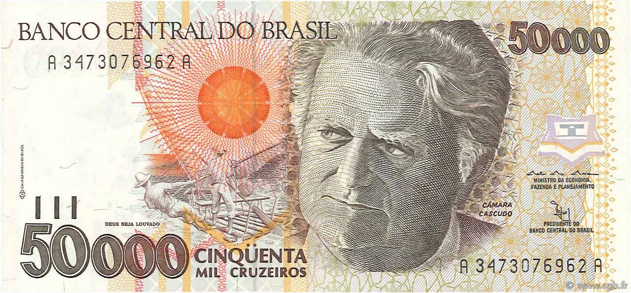 50000 Cruzeiros BRASILE  1992 P.234a FDC
