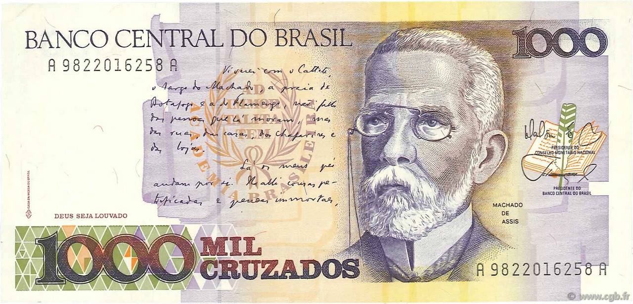 1000 Cruzados BRAZIL  1988 P.213b UNC