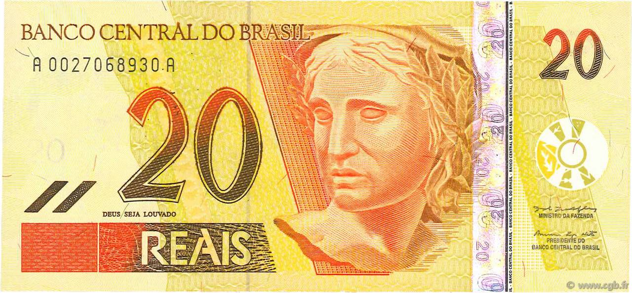 20 Reais BRASILIEN  2002 P.250a ST