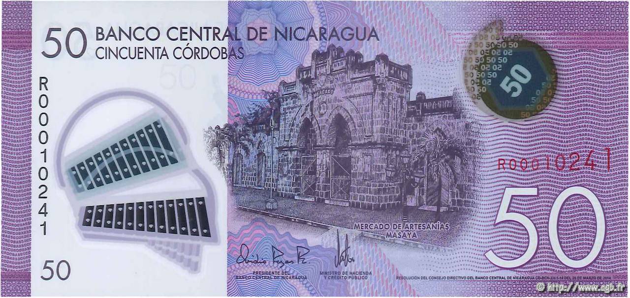 50 Cordobas NICARAGUA  2014 P.211a NEUF