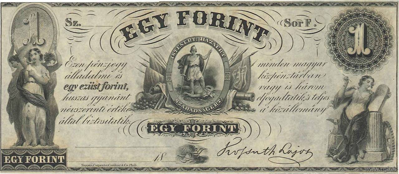 1 Forint UNGARN  1852 PS.141r1 fST+