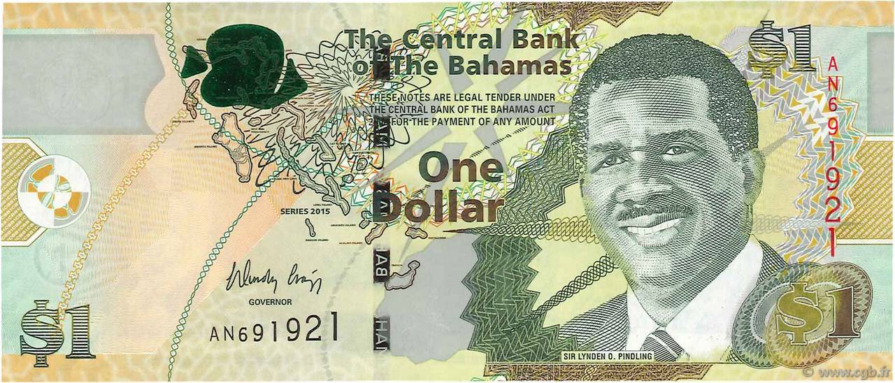 Bahamas 2015 1 dollar Pick New UNC > Modified 