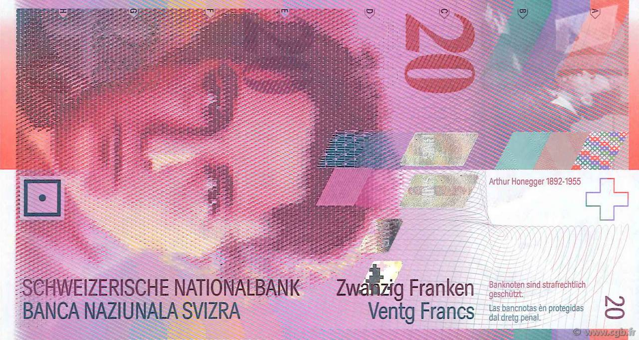 20 Francs SUISSE  2012 P.69 FDC
