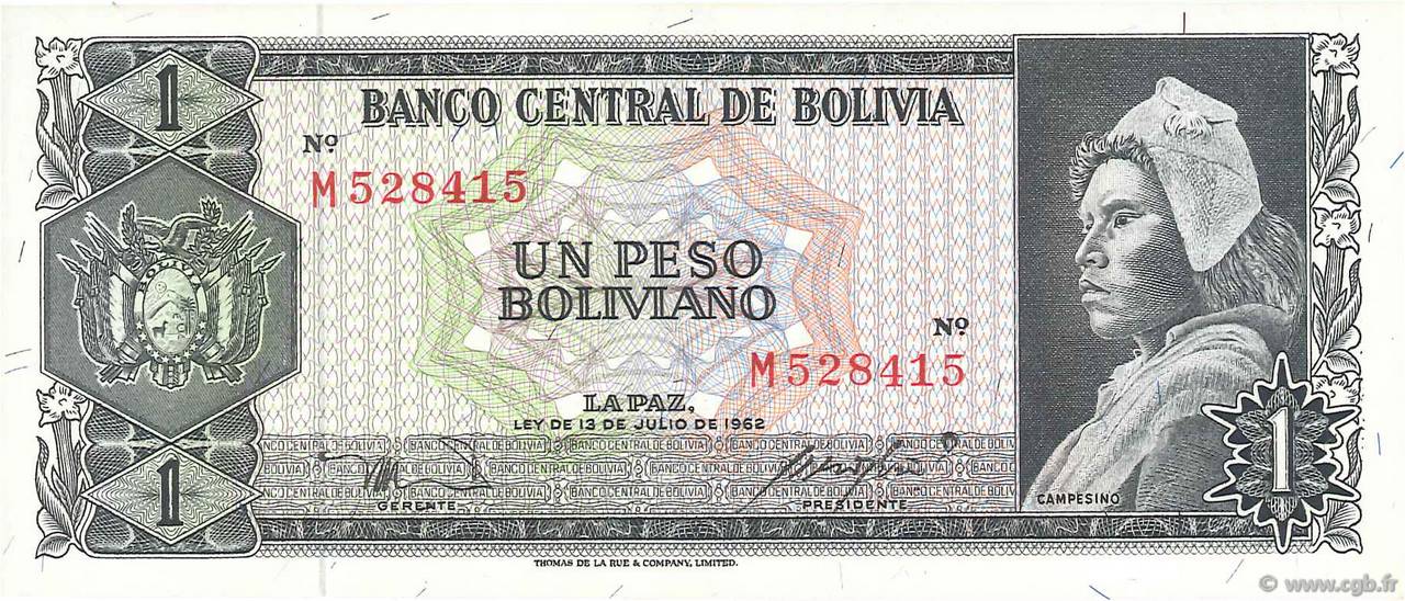1 Peso Boliviano BOLIVIA  1962 P.158a AU