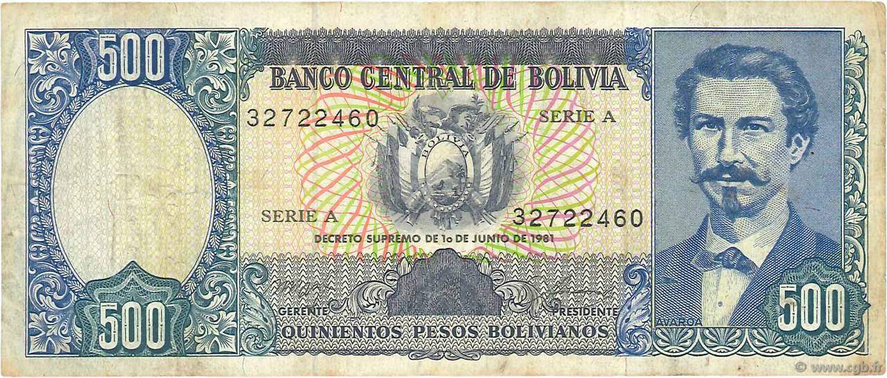 500 Pesos Bolivianos BOLIVIEN  1981 P.165a S