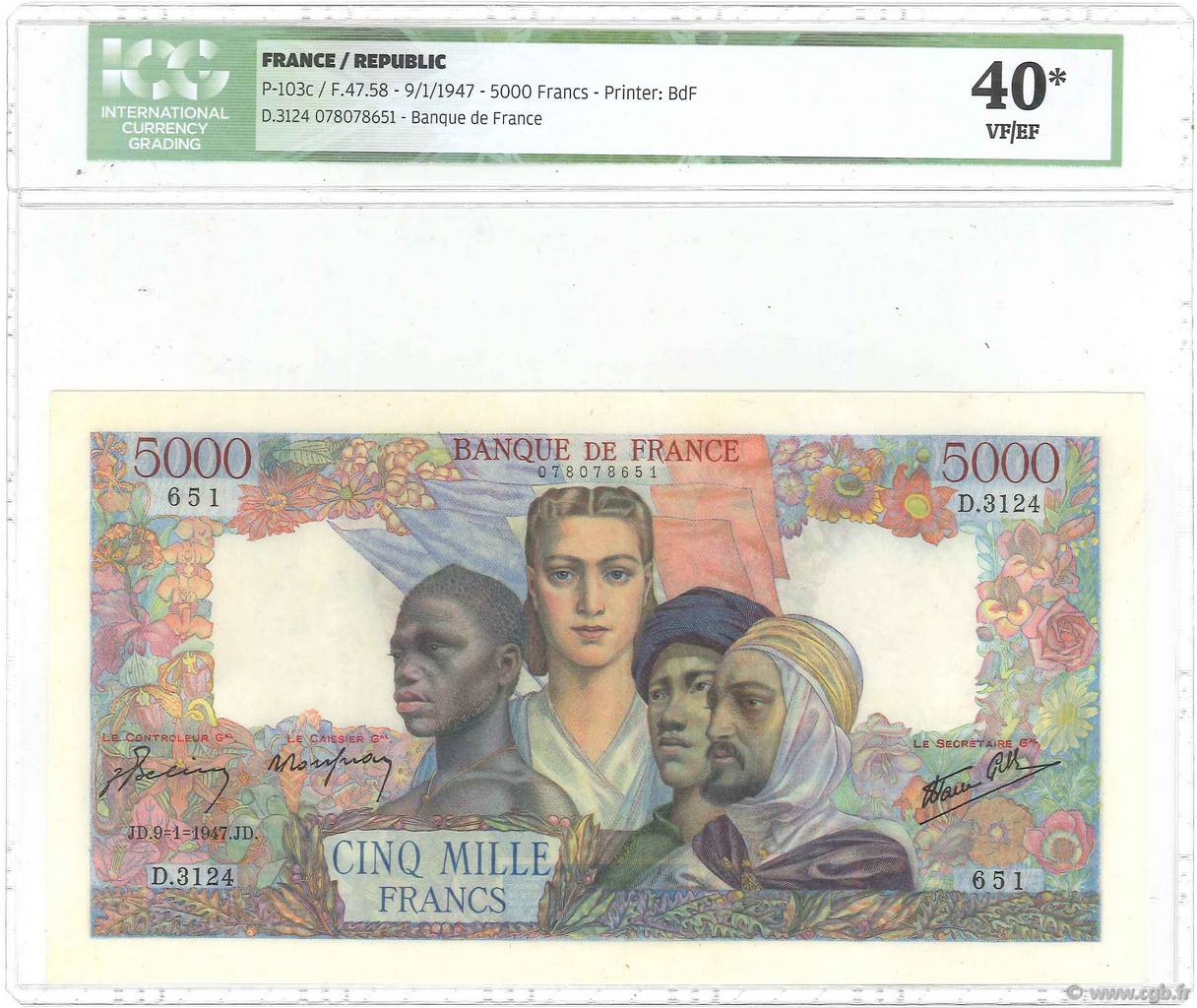 5000 Francs EMPIRE FRANÇAIS FRANKREICH  1947 F.47.58 VZ