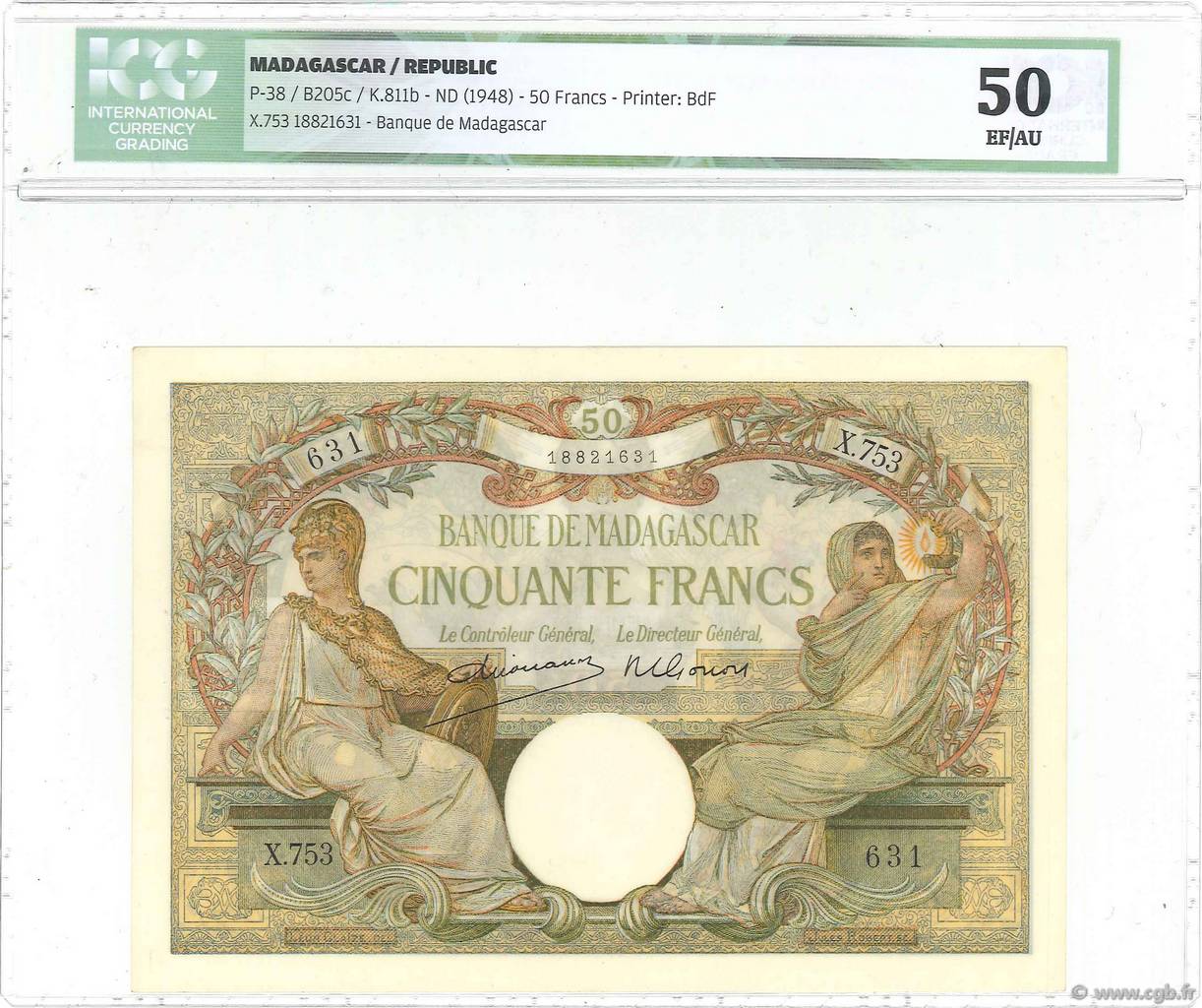 50 Francs MADAGASCAR  1948 P.038 XF+