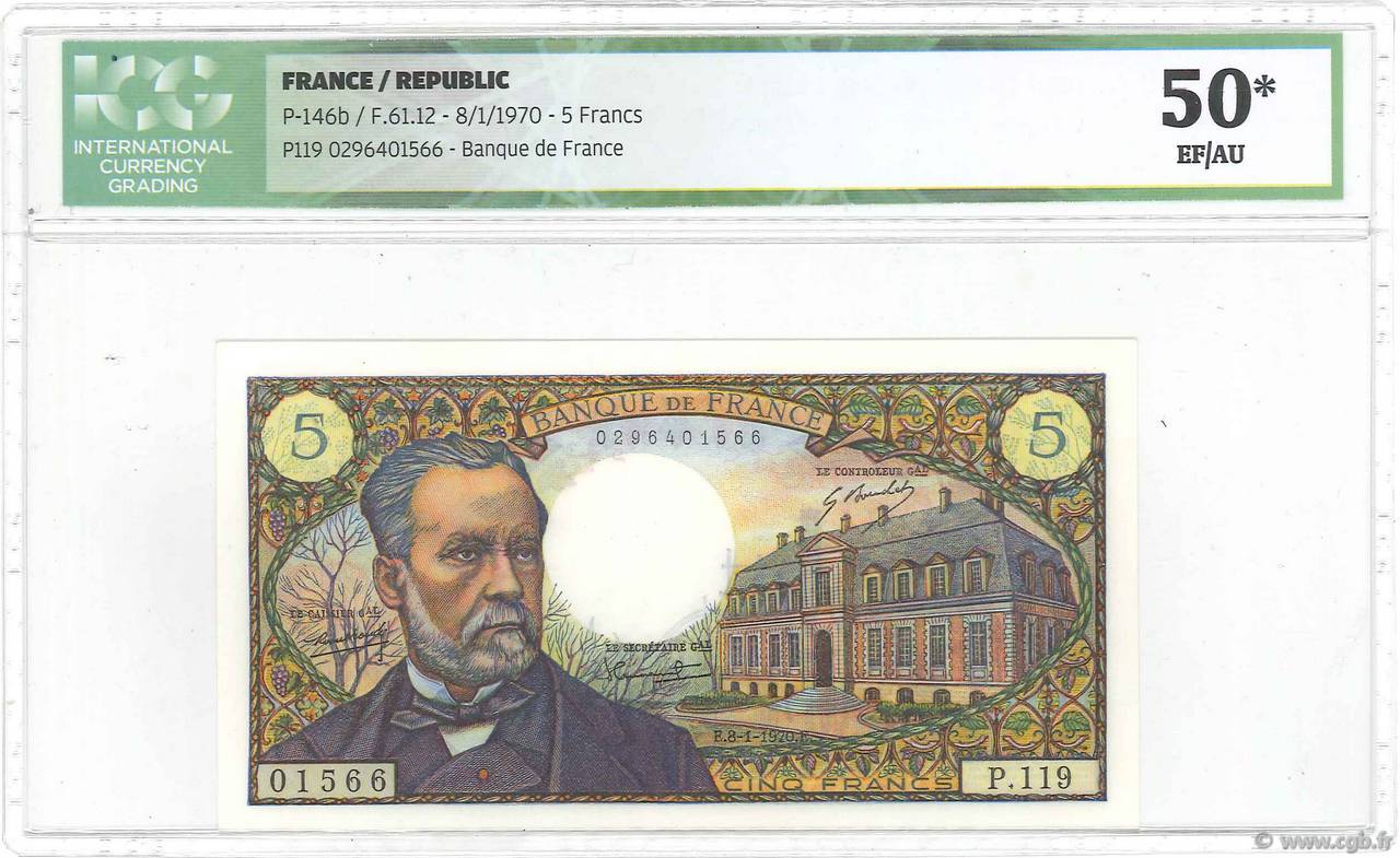 5 Francs PASTEUR FRANCE  1970 F.61.12 XF+