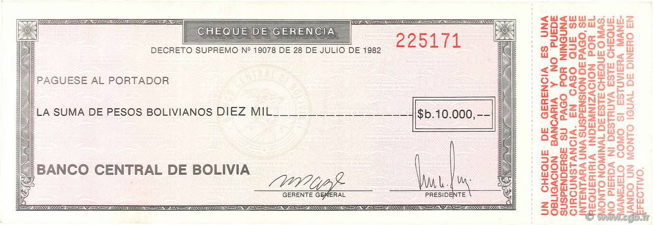 10000 Pesos Bolivianos BOLIVIA  1984 P.173a q.FDC