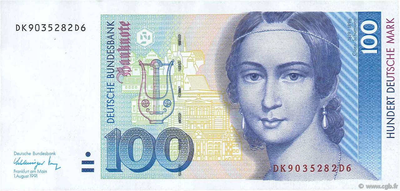 100 Deutsche Mark GERMAN FEDERAL REPUBLIC  1991 P.41b XF+