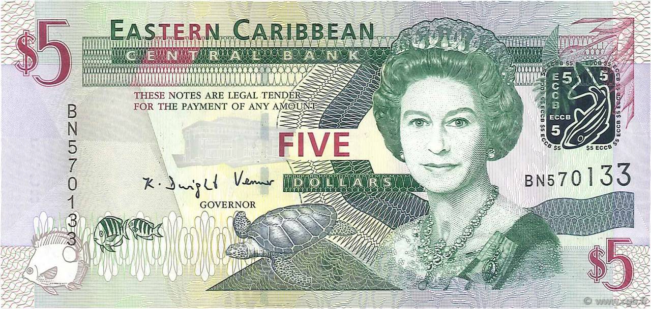 5 Dollars CARIBBEAN   2008 P.47a UNC-