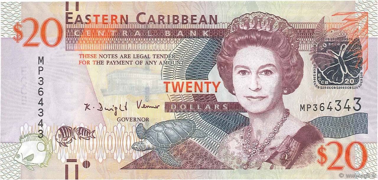 20 Dollars CARIBBEAN   2012 P.53a UNC