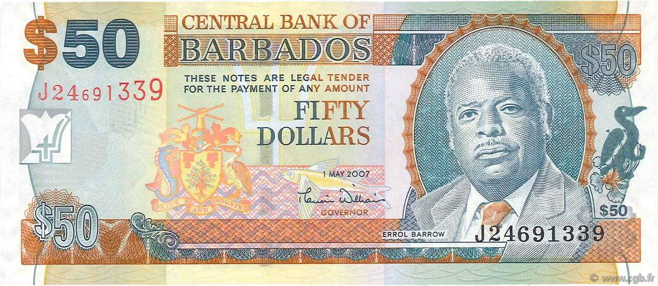 50 Dollars BARBADOS  2007 P.70a UNC-