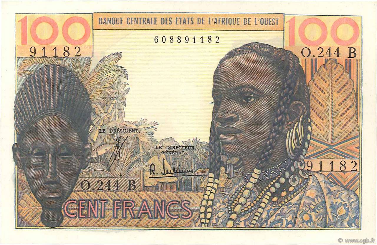 100 Francs STATI AMERICANI AFRICANI  1965 P.201Bf FDC