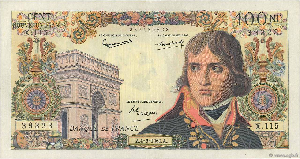 100 Nouveaux Francs BONAPARTE FRANKREICH  1961 F.59.11 SS