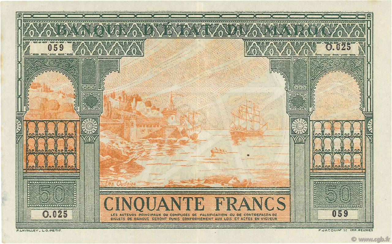 50 Francs MAROCCO  1943 P.40 SPL+