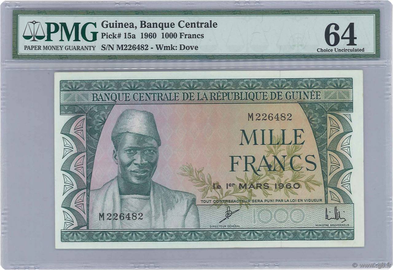 1000 Francs GUINEA  1960 P.15a fST+