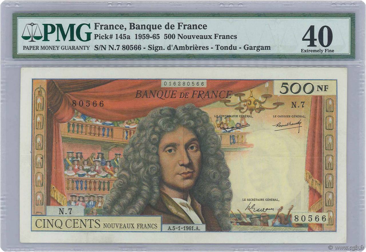 500 Nouveaux Francs MOLIÈRE FRANCIA  1961 F.60.03 BB