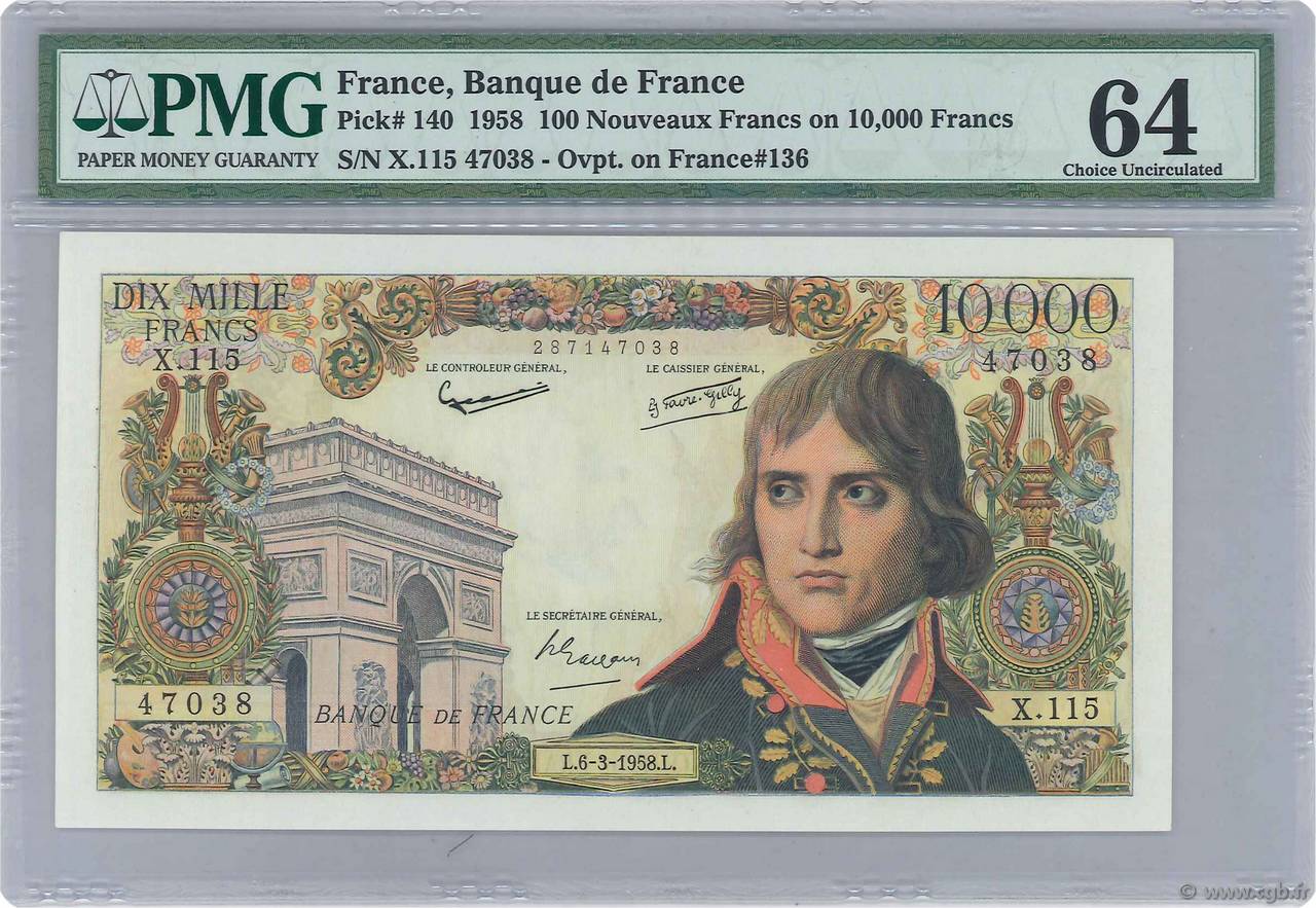 10000 Francs BONAPARTE FRANCE  1958 F.51.11 AU