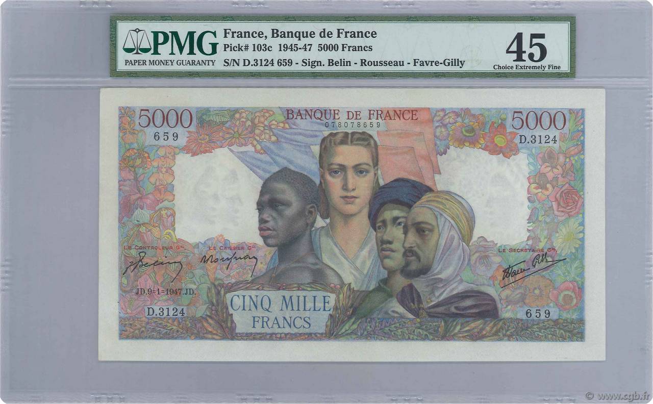 5000 Francs EMPIRE FRANÇAIS FRANCIA  1947 F.47.58 SPL