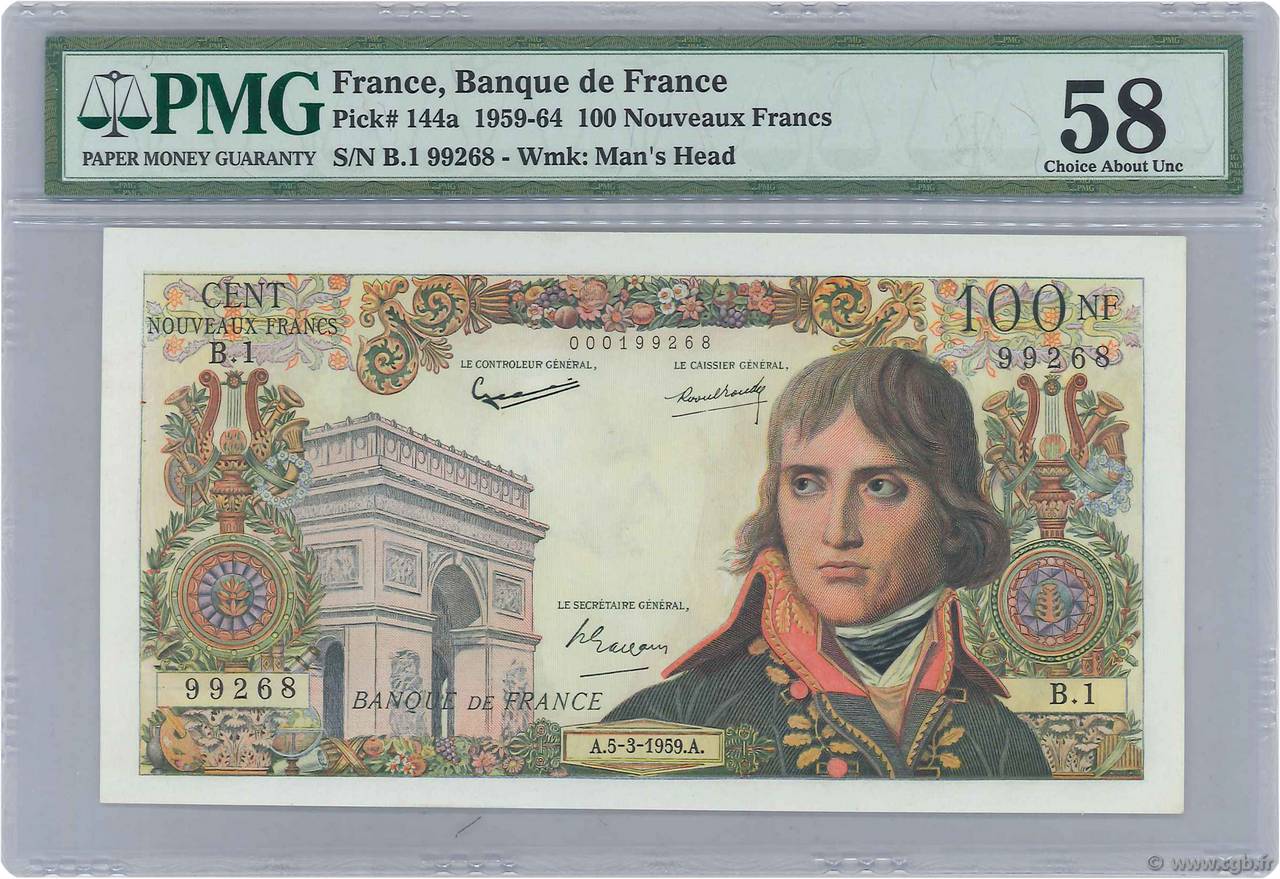 100 Nouveaux Francs BONAPARTE FRANKREICH  1959 F.59.01 fST