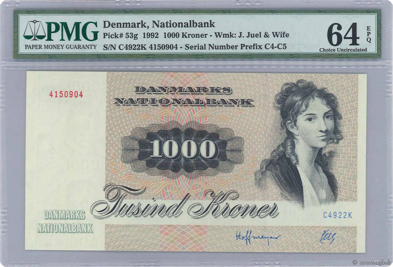 1000 Kroner DINAMARCA  1992 P.053e FDC
