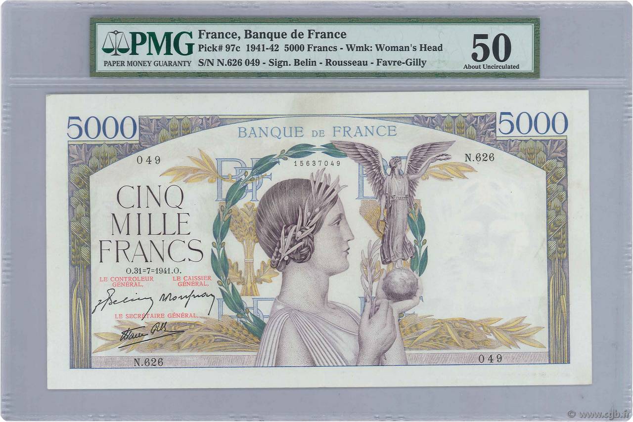 5000 Francs VICTOIRE Impression à plat FRANCIA  1941 F.46.24 SPL