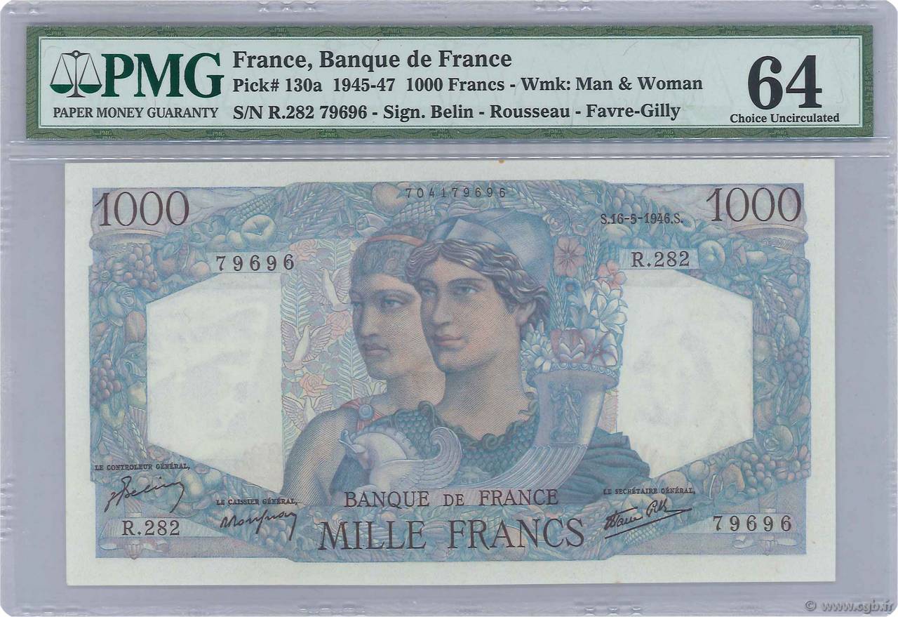 1000 Francs MINERVE ET HERCULE FRANCIA  1946 F.41.14 SC+