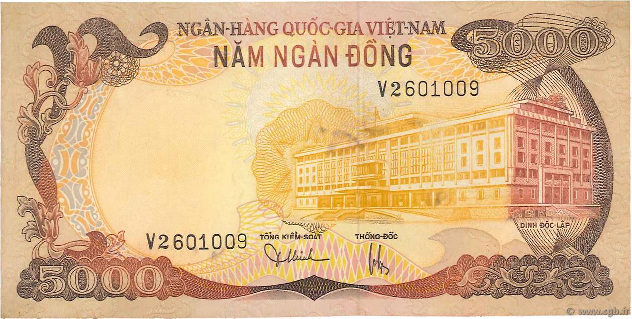 5000 Dong VIET NAM SOUTH  1975 P.35a VF
