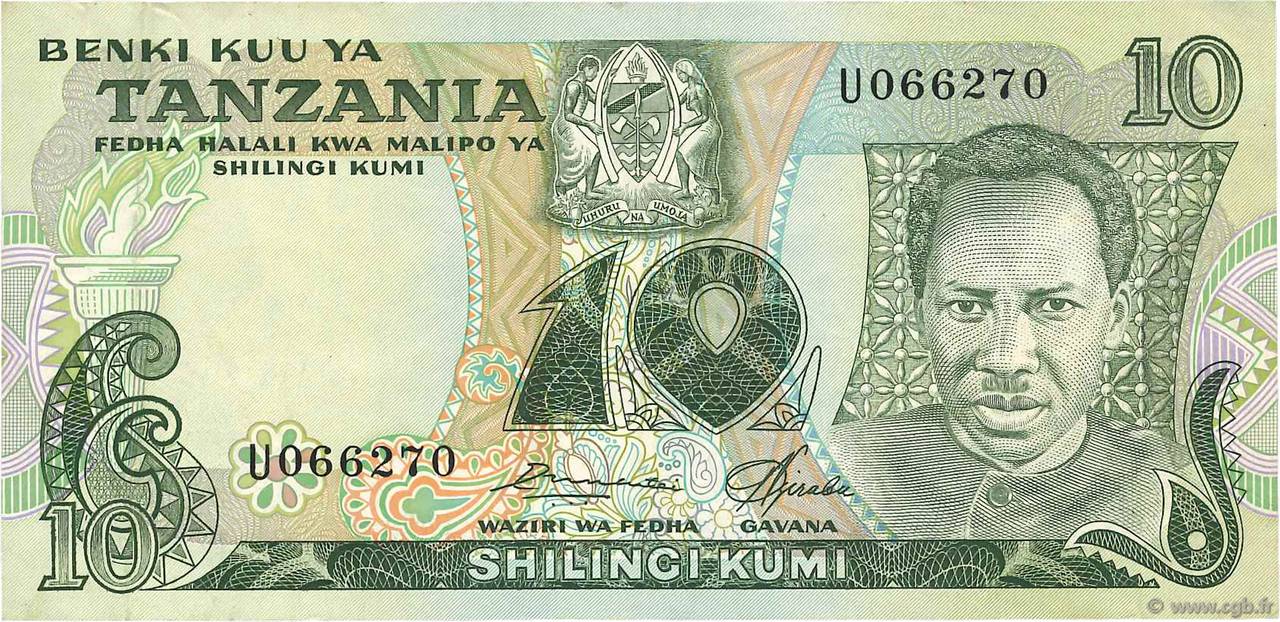 10 Shilingi TANZANIA  1978 P.06a BB