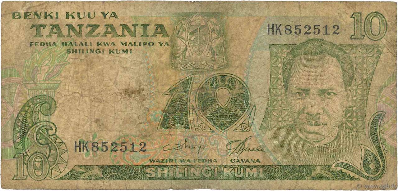 10 Shilingi TANZANIA  1978 P.06c B