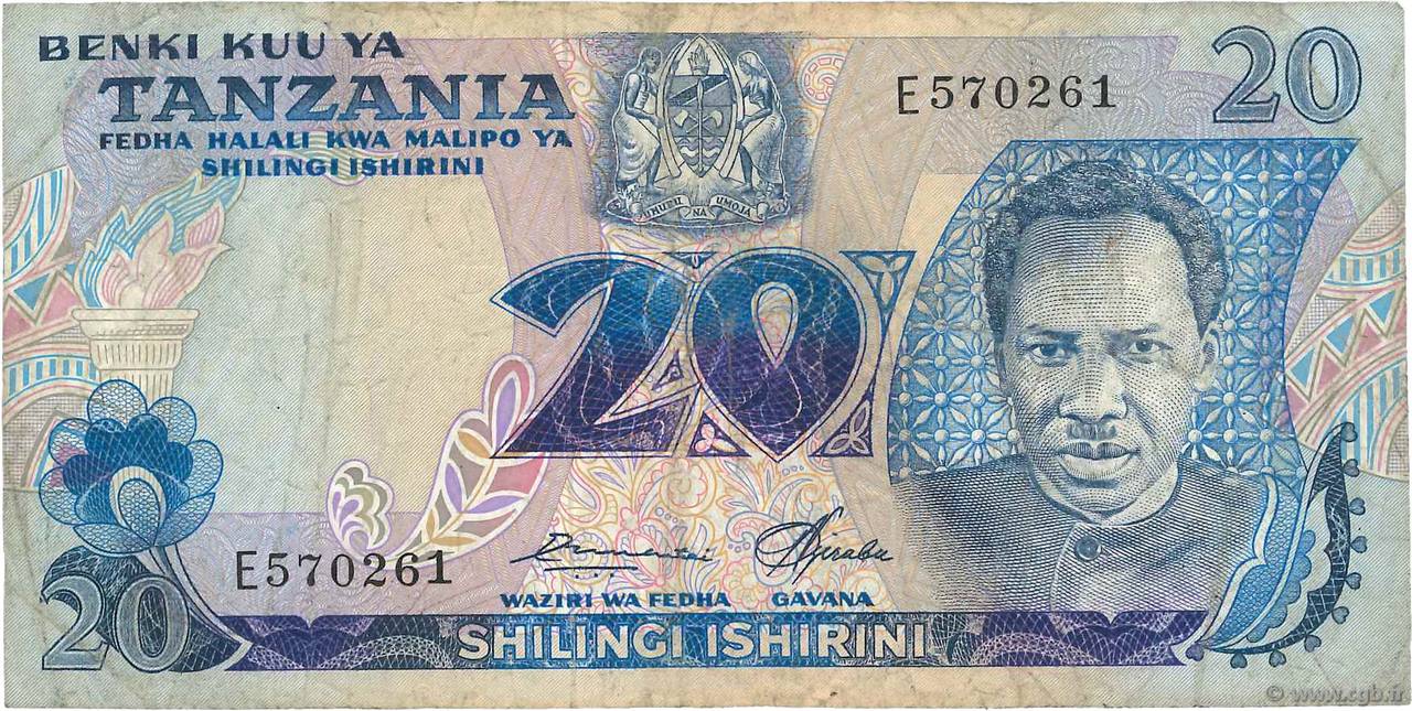 20 Shilingi TANZANIA  1978 P.07a F