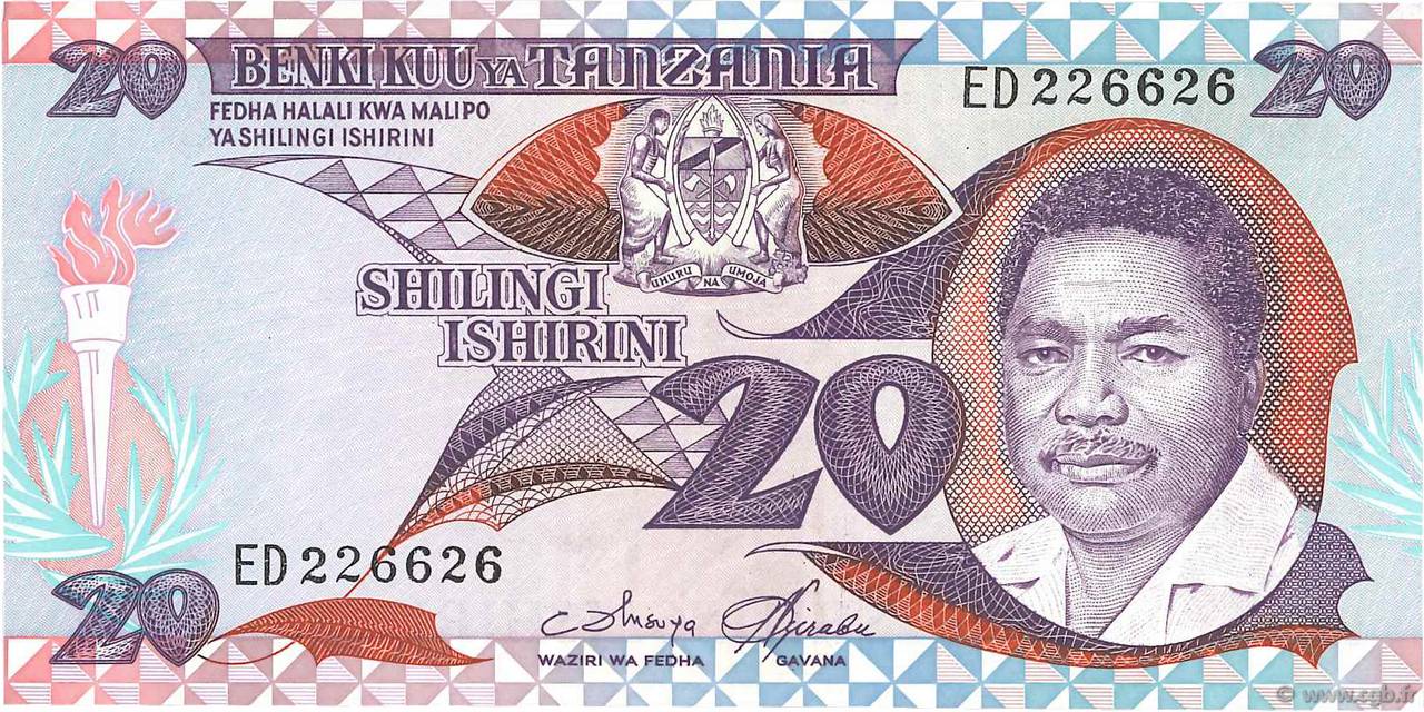 20 Shilingi TANZANIA  1987 P.15 EBC