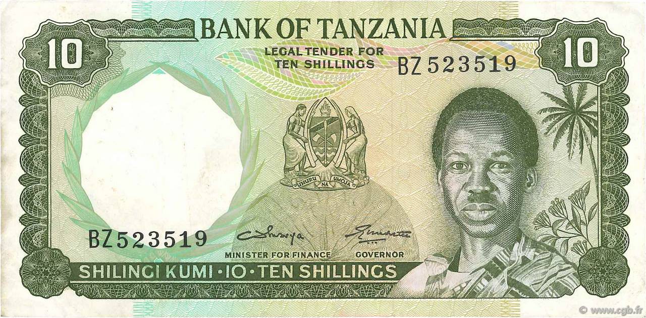 10 Shillings TANSANIA  1966 P.02b SS