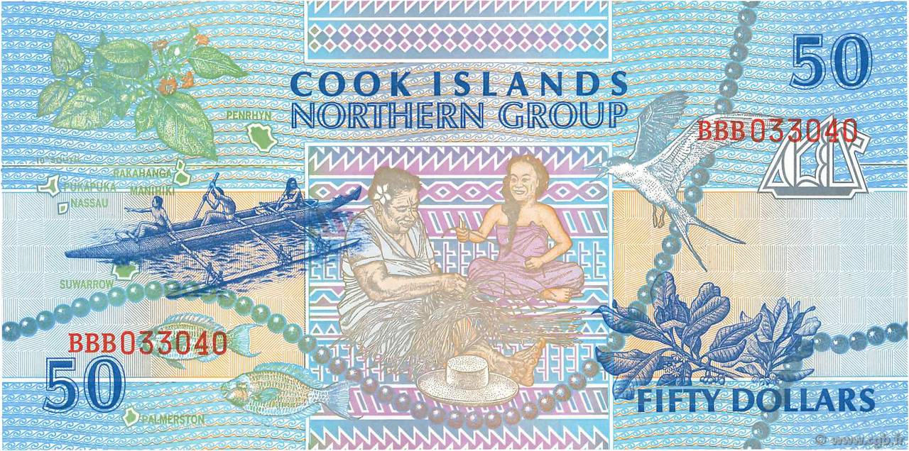 50 Dollars COOK ISLANDS  1992 P.10a UNC