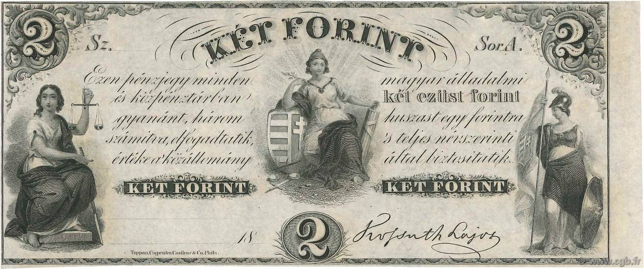 2 Forint HUNGRíA  1852 PS.142r1 FDC