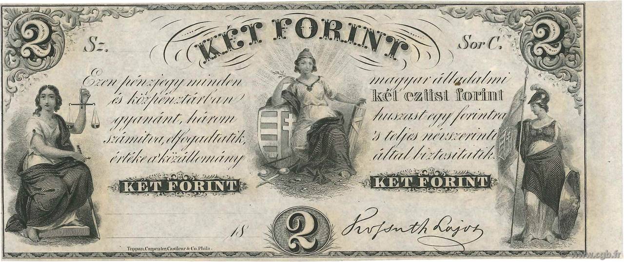 2 Forint UNGHERIA  1852 PS.142r1 FDC