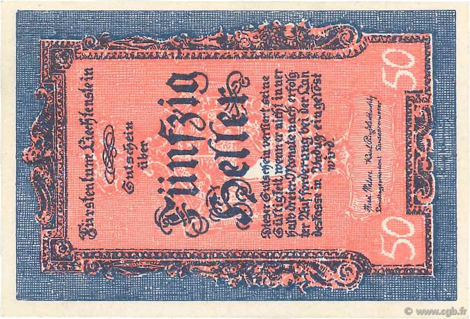 50 Heller LIECHTENSTEIN  1920 P.03 ST